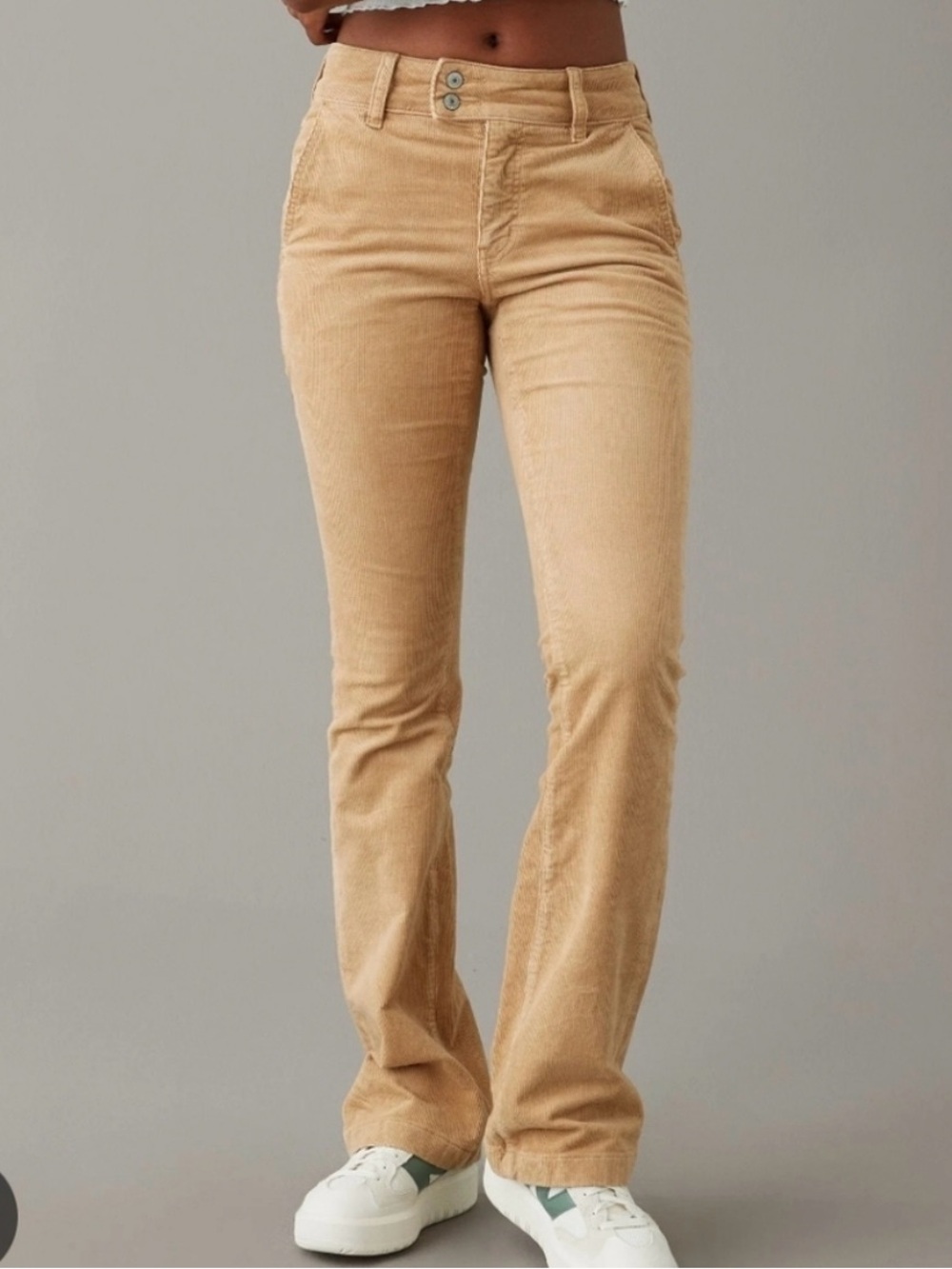 American Eagle Tan Corduroy Hi Rise Kick Boot Pants Size 4